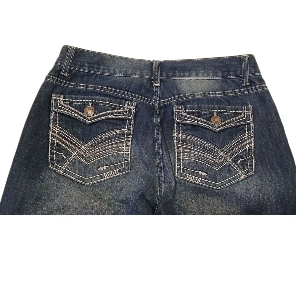 Indigo People Men's Jeans 32x30 Blue Distressed Straight Leg Denim Pants Embroid